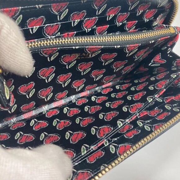 PRADA 1ML506 logo Heart Bicolor Long wallet Zip Around Long Wallet - Picture 12 of 15